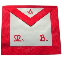 Leather Masonic apron – Scottish Rite (AASR) – Master Mason – Red square-and-compass + MB – Hand embroidery