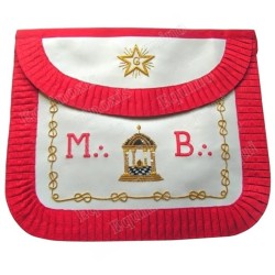 Leather Masonic apron – Scottish Rite (AASR) – Master Mason – MB + star + temple – Rounded corners