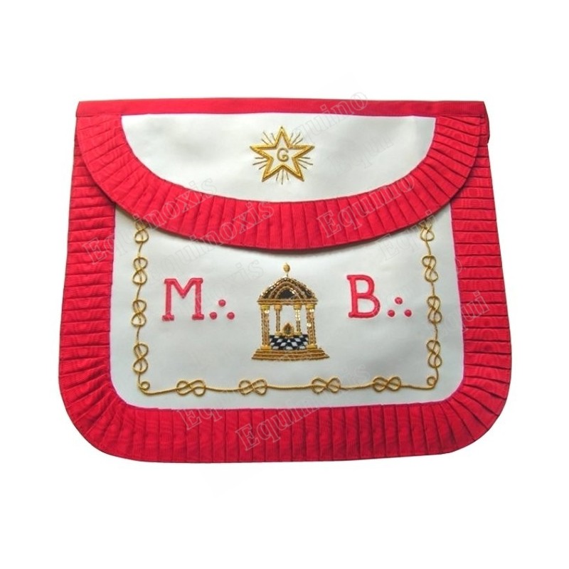 Leather Masonic apron – AASR – Master Mason – MB + étoile + temple – Rounded corners