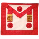 Leather Masonic apron – AASR – Master Mason – 3 rosettes + tassles – 33 cm x 39 cm