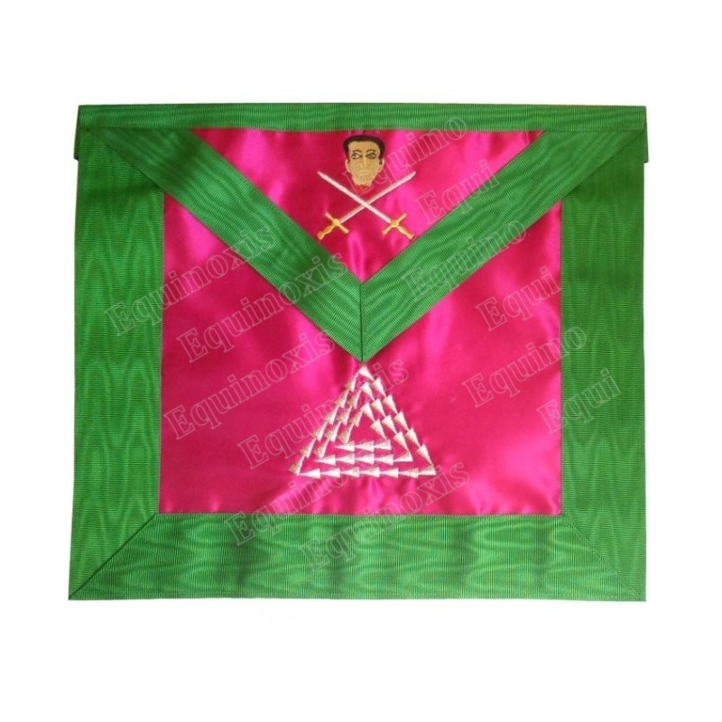 Satin Masonic apron – ASSR – 15th degree – ASSR – Machine embroidery – Pink