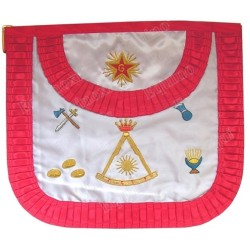Satin Masonic apron – French Chapter – 2nd Order – Sextant and symbols – Rounded angles