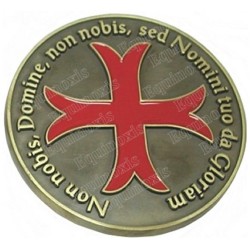 Templar paperweight – 3D Templar cross with motto – Antique bronze