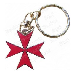 Cross keyring – Maltese cross with red enamel