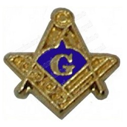 Masonic lapel pin – Square-and-compass + G, with blue enamel – Small