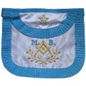 Satin Masonic apron – French Rite – MB + Acacia + Etoile avec G  – Angles arrondis