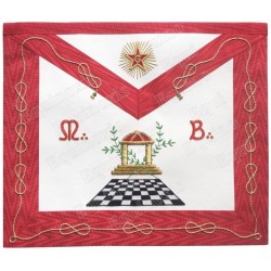 Leather Masonic apron – Scottish Rite (AASR) – Master Mason – Pavé mosaïque + acacia + MB – Mourning back