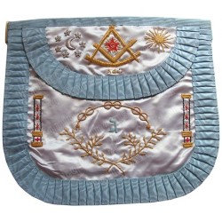 Satin Masonic apron – Traditional French Rite – Worshipful Master – Lettre hébraïque