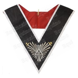 Masonic collar – AASR – 32rd degree – Great glory + glaives flamboyants – Machine embroidery