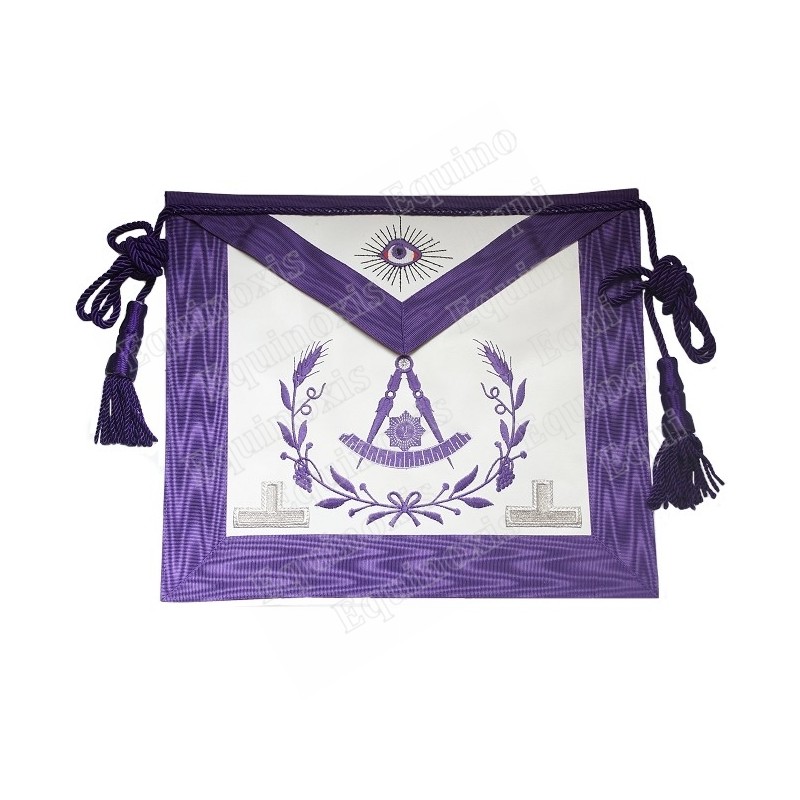 Leather Masonic apron – York Rite – Past Worshipful Master – Sextant + taus