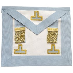 Leather Masonic apron – RSR – Worshipful Master – 3 taus + penderilles – 30 cm x 35 cm