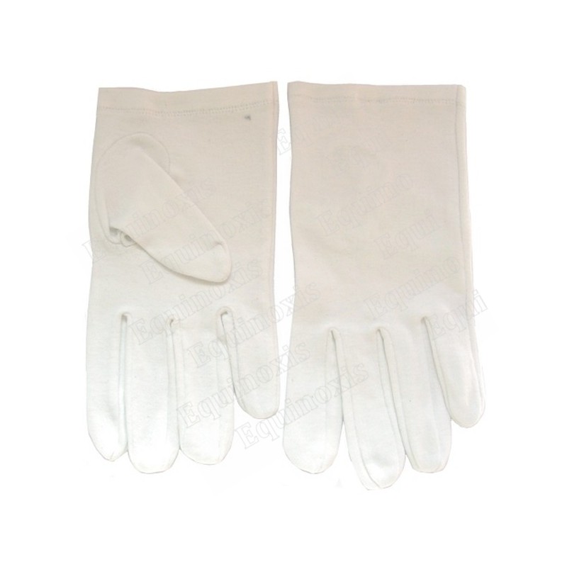 White short Masonic gloves – Pure cotton – Size L
