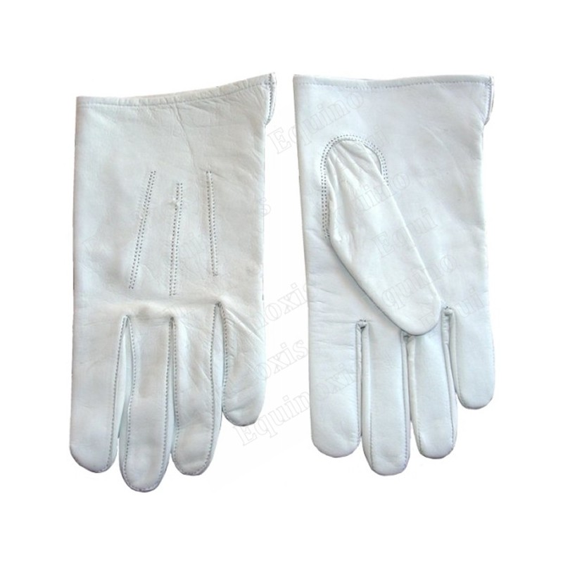 Masonic leather gloves – White – Size S