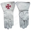 Leather Masonic gloves – Red Templar cross – Size 8