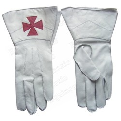 Leather Masonic gloves – Red Templar cross – Size 8