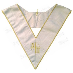 Martinist collar – Unknown Superior Initiator (SII) – White – Machine embroidery