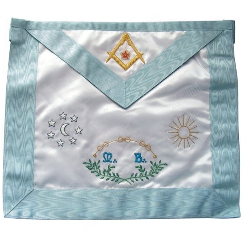 Satin Masonic apron – Traditional French Rite – Master Mason 1