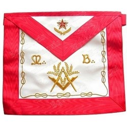 Leather Masonic apron – Scottish Rite (AASR) – Master Mason – Square-and-compass + acacia + MB