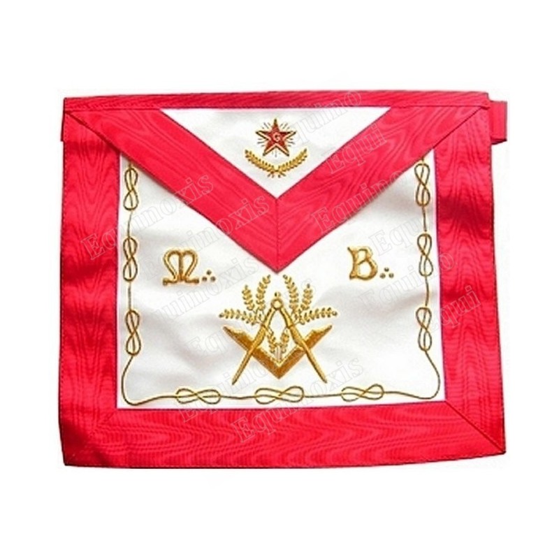 Leather Masonic apron – AASR – Master Mason – Square-and-compass + acacia + MB