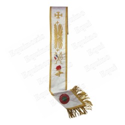 Masonic sash – Scottish Rite (AASR) – 33rd degree – TPGC – Cross potent, rose et franges – Machine embroidery