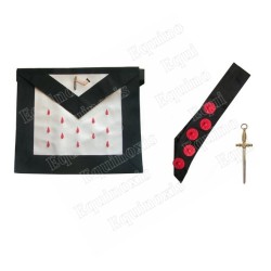 9th-degree pack – Fake-leather Masonic apron + sash + jewel