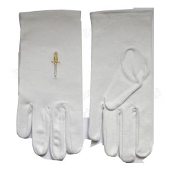 Masonic embroidered cotton gloves – Scottish Rite (AASR) Grades de vengeance / French Chapter 1st and 2nd Orders – Size XXXL