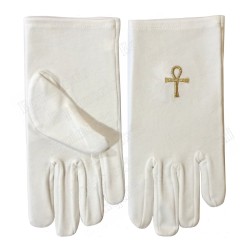 Masonic embroidered cotton gloves – Ankh cross – Size M
