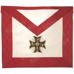 Leather Masonic apron – AASR – 18th degree – Knight Rose-Croix – Patted Templar cross – Croix pattée – Machine embroidery