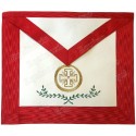 Tablier maçonnique en cuir – REAA – 18ème degré – Très Sage Atarsatha (TSA) – Croix potencée – Brodé machine