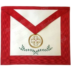 Tablier maçonnique en cuir – REAA – 18ème degré – Très Sage Atarsatha (TSA) – Croix potencée – Brodé machine