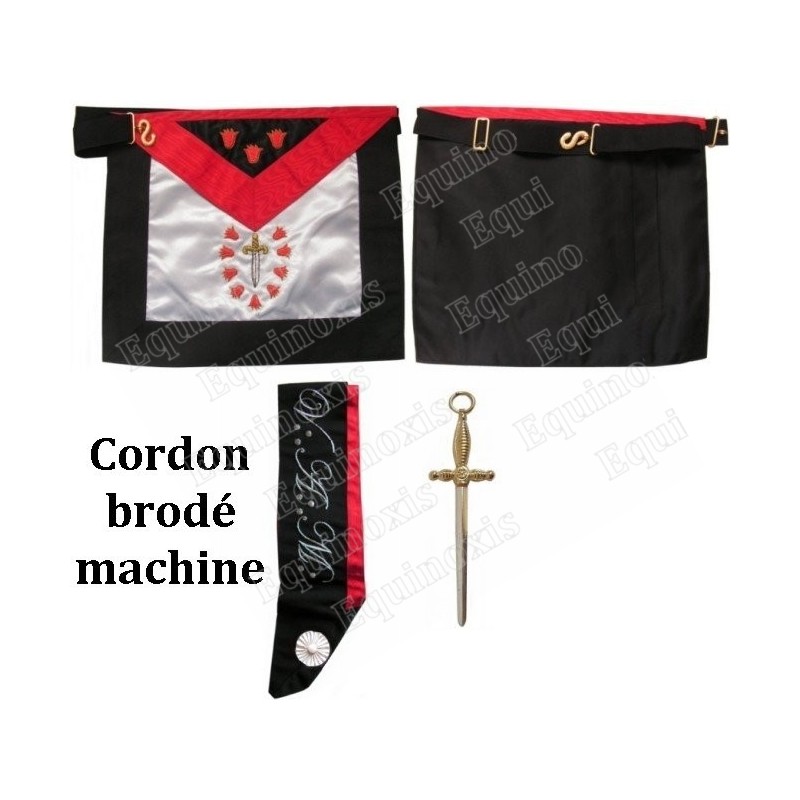 Ensemble maçonnique – Chapitre Français – 1er Ordre – Avec cordon réversible 2ème Ordre brodé machine