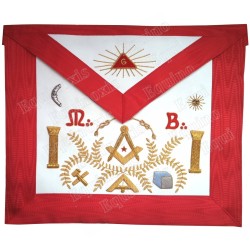 Leather Masonic apron – Scottish Rite (AASR) – Worshipful Master – Square-and-compass + MB