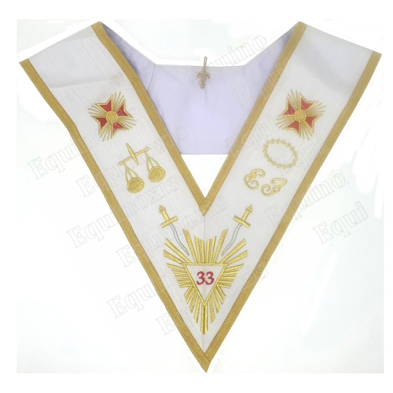 Masonic collar – Scottish Rite (AASR) – 33st degree – Grand glory + swords + EJ – Machine embroidery
