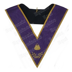 Masonic collar – Memphis-Misraim purple with gold braid – Almoner – Machine embroidery