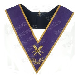 Masonic collar – Memphis-Misraim purple with gold braid – Secretary – Machine embroidery