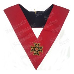 Masonic Officer's collar – Scottish Rite (AASR) – 18th degree – Knight Rose Croix –  Inward-patted Templar cross – Hand-embroide