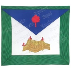Fake-leather Masonic apron – Scottish Rite (AASR) – 10th degree – Green – Machine embroidery