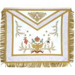 Leather Masonic apron –  Scottish Rite (ASSR) – 33rd degree – Drapeau espagnol – Franges