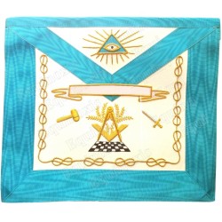 Leather Masonic apron – Groussier French Rite – Worshipful Master + Name of the Lodge – Hand embroidery